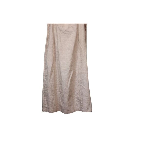 Old Navy Midi Dress XL Linen Beige Minimalist Beach Coastal Boho Natural Smocked - Picture 3 of 10